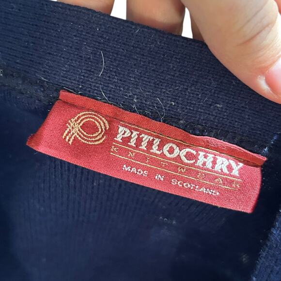 Vintage Pitlochry Navy Blue Cardigan Sweater Women Sz Medium Floral Embroidered - Picture 6 of 16